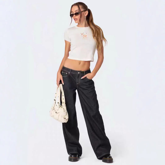 Women's High Waist Wide Leg Denim Jeans