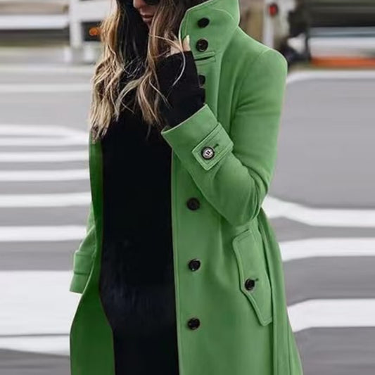 Elegant Women's Double-Breasted long Coat - Tailored Winter Trench Jacket