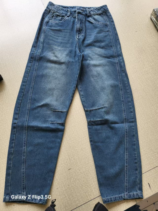 Women High Waist Wide Leg Baggy Denim Jeans - Loose Fit Casual Street Style Pants