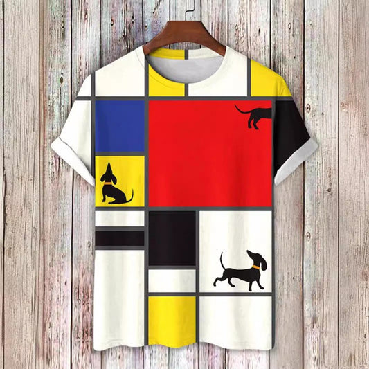 Men's Adstract Art Printed Cotton T-Shirt Graphic Streetwear