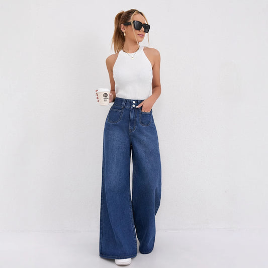 Women's High Waist Wide Leg Denim Jeans