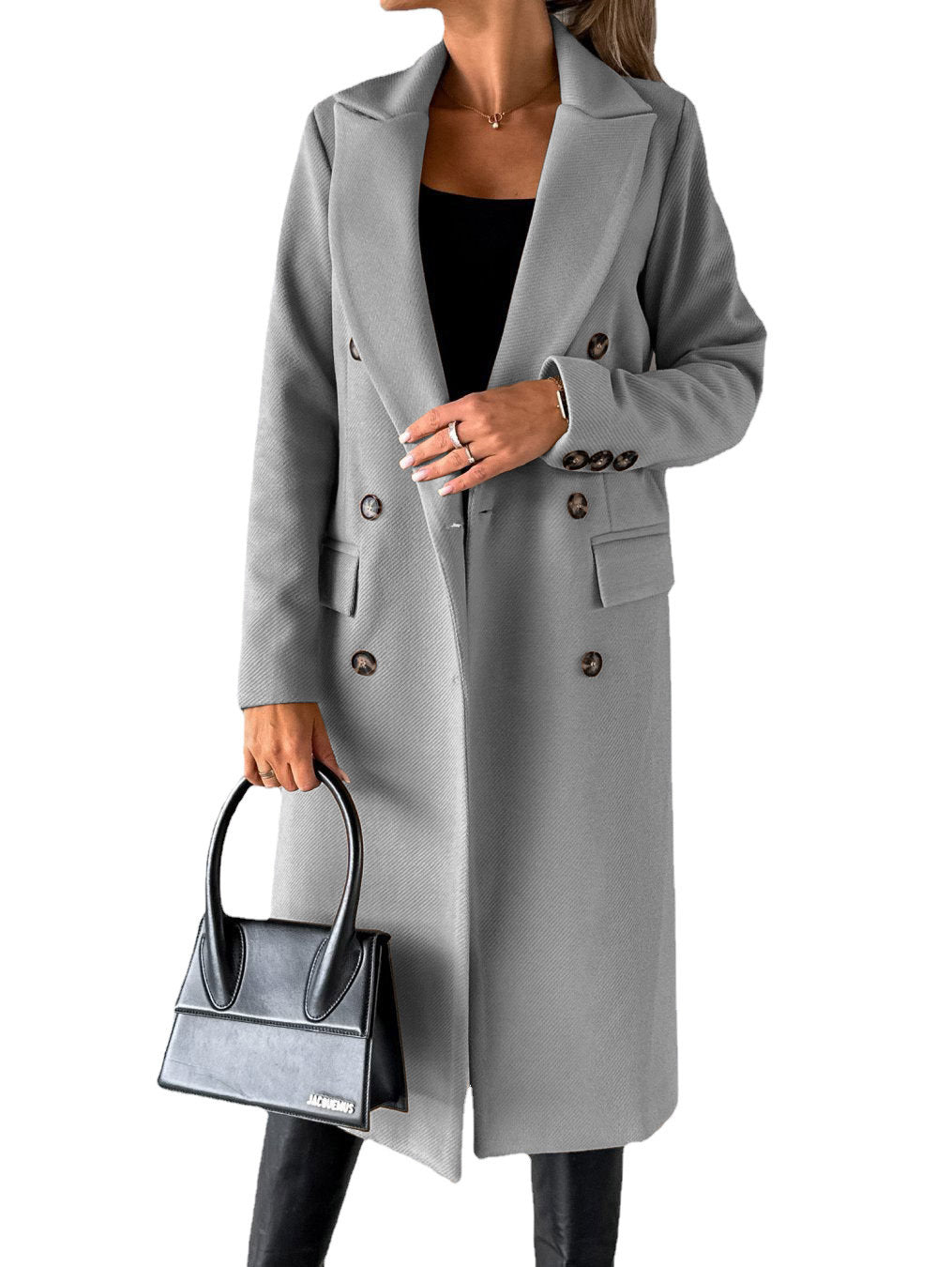Premium Women's Mid-Length Double-Breasted Coat - Classic Winter Jacket