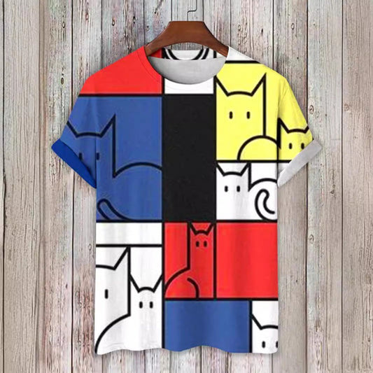 Men's Adstract Art Printed Cotton T-Shirt Graphic Streetwear