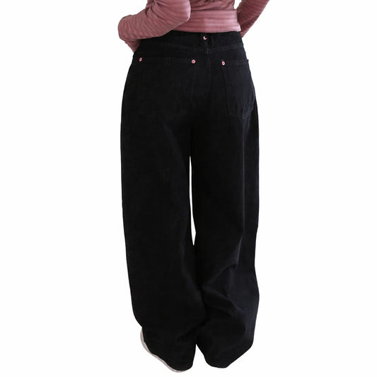 Letter-embroidered Printed High-waist Slimming Straight-leg Jeans