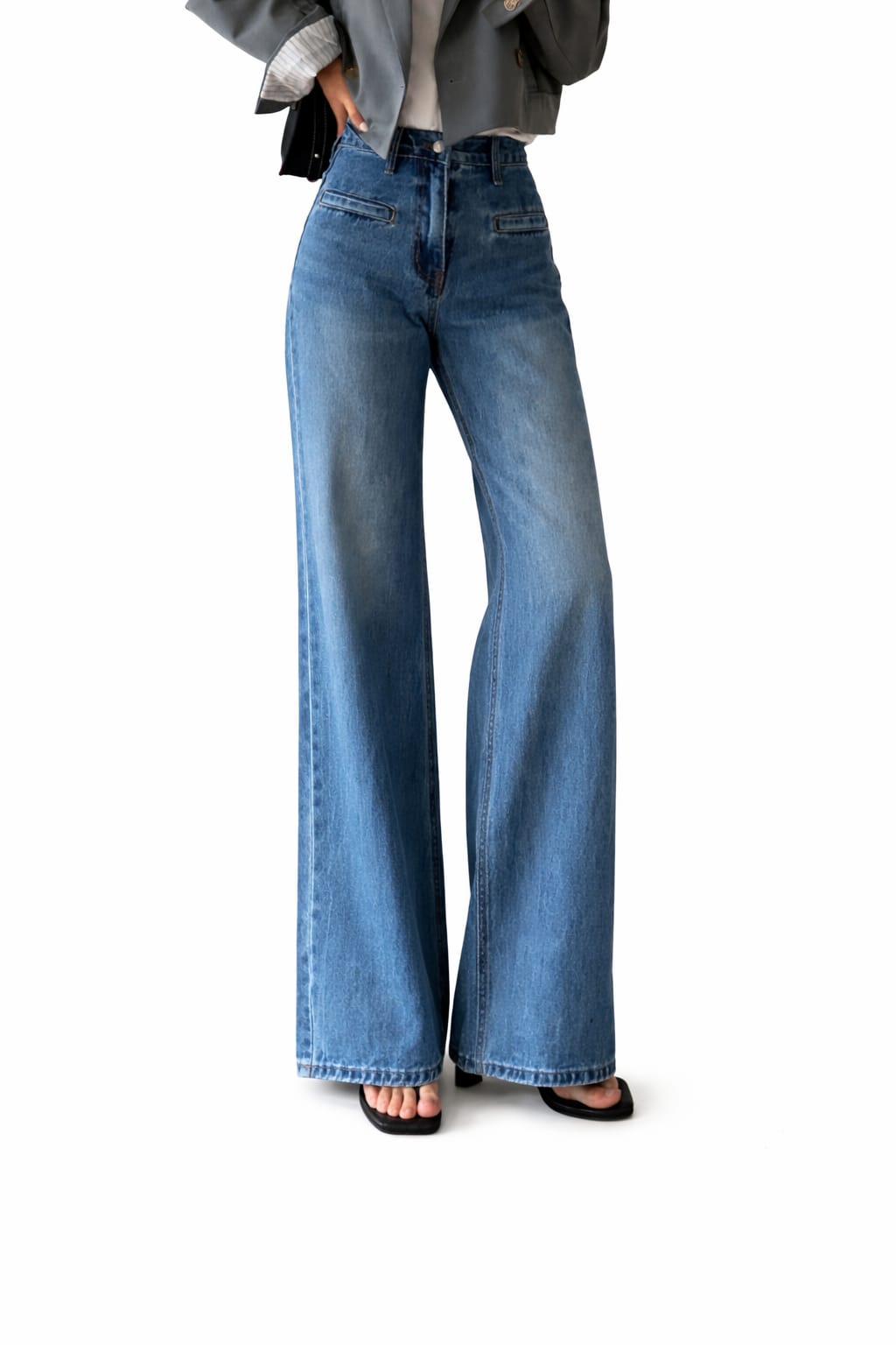 Women Casual Loose Fit Wide Leg Jeans