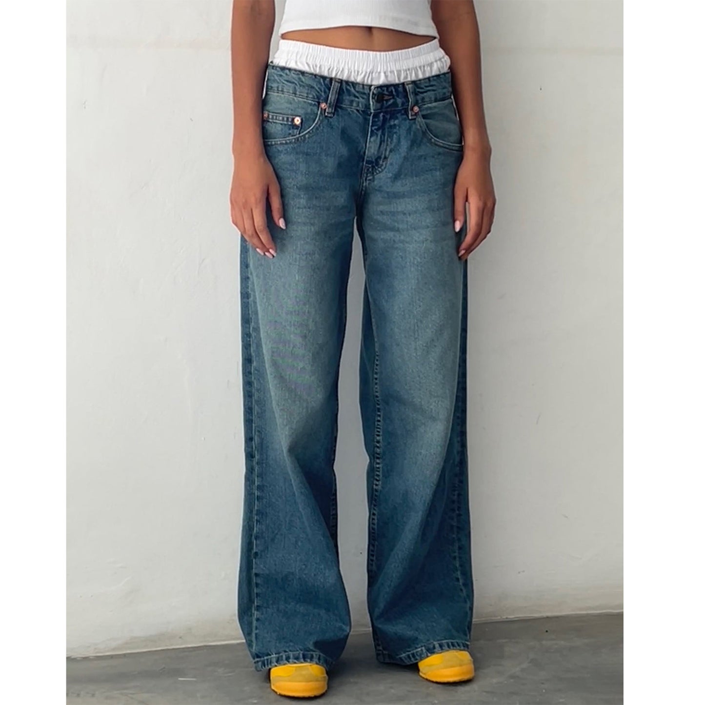 Women High Waist Wide Leg Denim Jeans