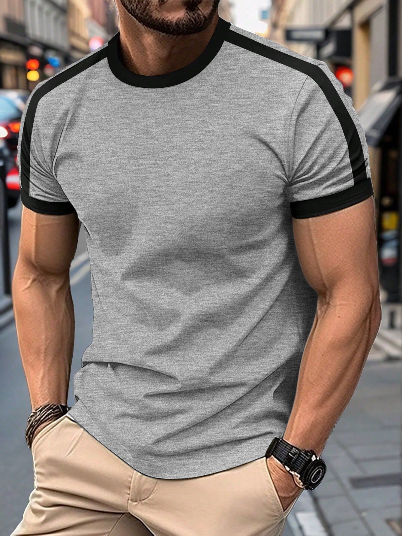 Men’s Contrast Trim Ringer T-Shirt – Casual Slim Fit Streetwear