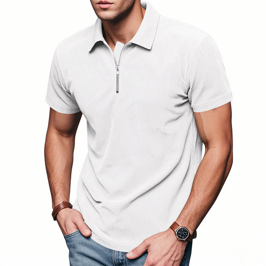 Men's Half-Zip Polo T-Shirt Slim Fit Casual & Smart Streetwear