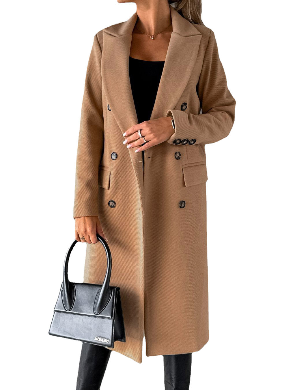 Premium Women's Mid-Length Double-Breasted Coat - Classic Winter Jacket